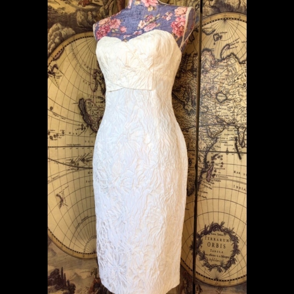 NWT! Michael Kors Elegant Jacquard Sweetheart Strapless  Surplice Midi Dress 2